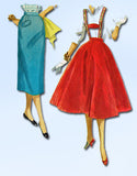 1950s Vintage Simplicity Sewing Pattern 1281 Easy Misses Suspender Skirt Sz 25 W