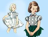 1950s Vintage Simplicity Sewing Pattern 1287 Cute Toddler Girls Petti Blouse Sz 6