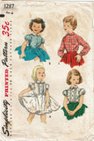 1950s Vintage Simplicity Sewing Pattern 1287 Cute Toddler Girls Petti Blouse Sz 6