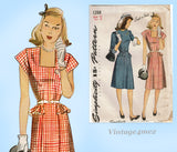 Simplicity 1288: 1940s Easy Uncut Teen Misses Dress 33 B Vintage Sewing Pattern