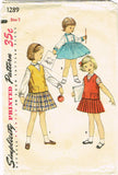 1950s Vintage Simplicity Sewing Pattern 1289 Uncut Toddler Girls Suit Size 5