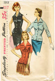 1950s Original Vintage Simplicity Sewing Pattern 1313 Lovely Misses Blouse 34 B