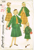 1950s Original Vintage Simplicity Pattern 1326 Uncut Little Girls Suit Size 10