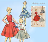 1950s Vintage Simplicity Sewing Pattern 1330 Cute Toddler Girls Jumper Dress Sz 6