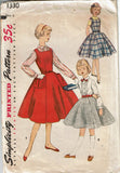 1950s Vintage Simplicity Sewing Pattern 1330 Cute Toddler Girls Jumper Dress Sz 6