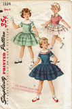 1950s Vintage Simplicity Sewing Pattern 1334 Cute Toddler Girls Dress Size 4