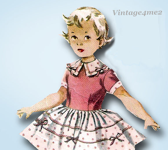 1950s Vintage Simplicity Sewing Pattern 1334 Cute Toddler Girls Dress Size 4