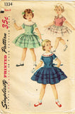 1950s Vintage Simplicity Sewing Pattern 1334 Cute Toddler Girls Dress Size 6