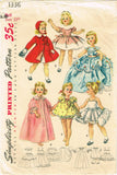 1950s Vintage Simplicity Sewing Pattern 1336 Sweet Sue 22 Inch Doll Clothes - Vintage4me2