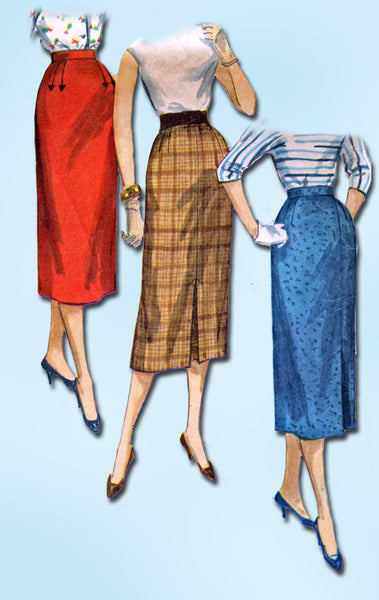 1950s Vintage Simplicity Sewing Pattern 1345 Easy Misses Pencil Skirt Sz 26 W - Vintage4me2