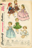1950s Vintage Simplicity Sewing Pattern 1371 Uncut Saucy Walker 23 In Doll Clothes