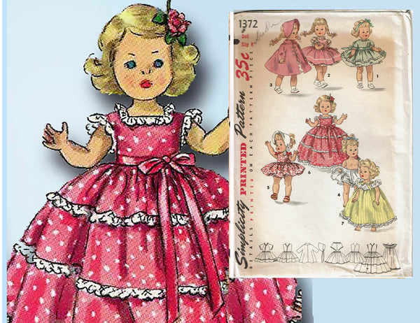 1950s Vintage Simplicity Sewing Pattern 1372 Uncut 8 Inch Ginny Doll Clothes - Vintage4me2