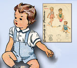 1940s Vintage Simplicity Sewing Pattern 1373 Toddler Boys Romper or Suit Sz 6 mo