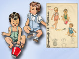 1940s Vintage Simplicity Sewing Pattern 1373 Toddler Boys Romper or Suit Sz 6 mo