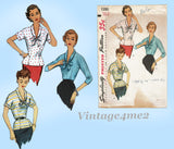 Simplicity 1386: 1950s Stunning Misses Blouse Size 34 B Vintage Sewing Pattern