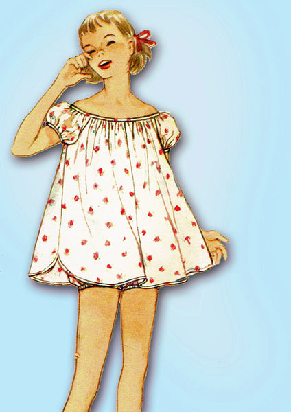 1950s VTG Simplicity Sewing Pattern 1398 Toddler Girls Shortie Pajamas Size 6