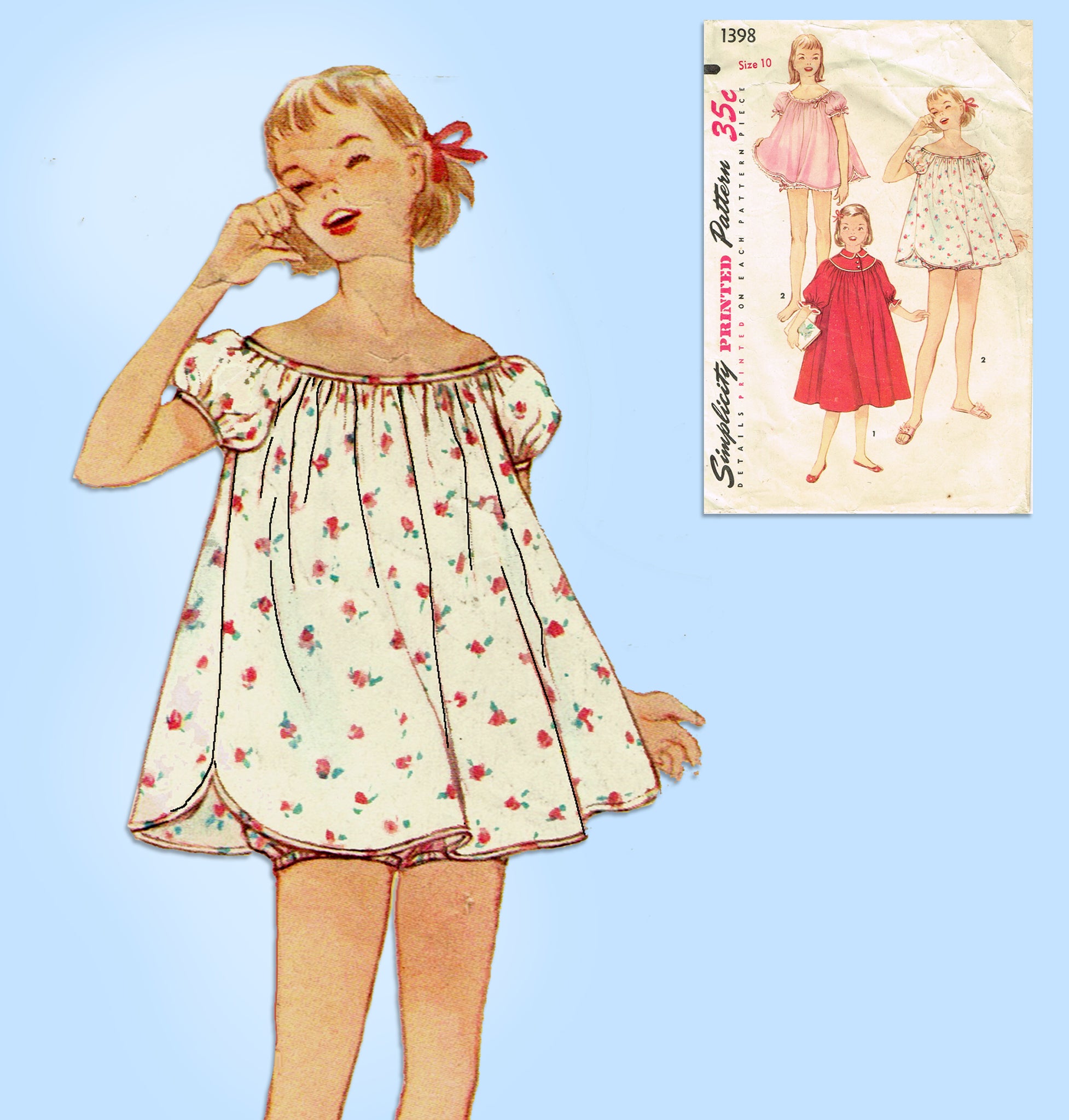 Babydoll online pajamas 1950s