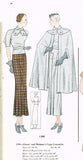 1930s Vintage Simplicity Sewing Pattern 1399 Uncut Misses Suit and Cape Sz 36 B