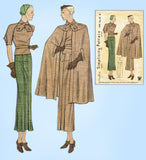 1930s Vintage Simplicity Sewing Pattern 1399 Uncut Misses Suit and Cape Sz 36 B