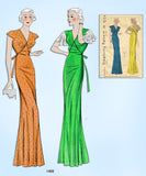 1930s Vintage Simplicity Sewing Pattern 1402 Glamorous Bias Cut Nightgown Sz 36B