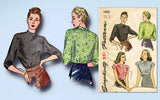 1940s Vintage Simplicity Sewing Pattern 1403 Charming Misses WWII Blouse Sz 32 B - Vintage4me2