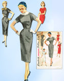 1950s Vintage Simplicity Sewing Pattern 1410 Uncut Misses Slender Dress Sz 32 B