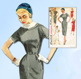 1950s Vintage Simplicity Sewing Pattern 1410 Uncut Misses Slender Dress Sz 32 B