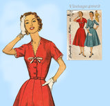 1950s Vintage Simplicity Sewing Pattern 1427 Misses Shirtwaist Dress Size 37 B