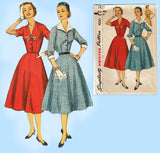 1950s Vintage Simplicity Sewing Pattern 1427 Misses Shirtwaist Dress Size 37 B