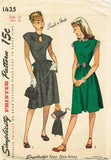 1940s Vintage Simplicity Sewing Pattern 1435 Uncut Misses Keyhole Dress Size 12