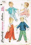 Simplicity 1436: 1950s Toddler Overalls and Topper Sz1 Vintage Sewing Pattern