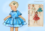 Simplicity 1444: 1950s Cute Toddler Girls Party Dress Sz4 Vintage Sewing Pattern