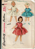 Simplicity 1444: 1950s Cute Toddler Girls Party Dress Sz4 Vintage Sewing Pattern