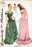 1940s Original Vintage Simplicity Pattern 1453 Misses WWII Evening Gown Sz 30 B
