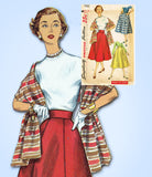1950s Original Vintage Simplicity Sewing Pattern 1462 Misses Easy Skirt Sz 28 W