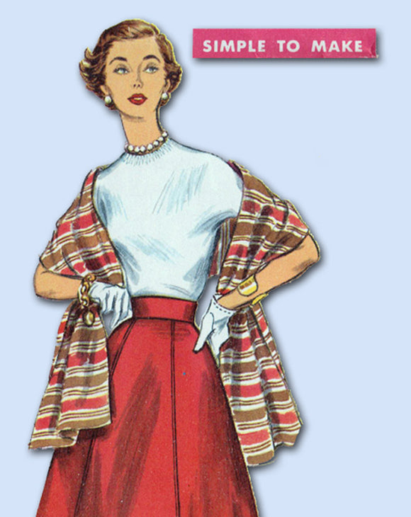 1950s Original Vintage Simplicity Sewing Pattern 1462 Misses Easy Skirt Sz 28 W