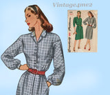 1940s Vintage Simplicity Sewing Pattern 1483 Uncut Misses WWII Shirtwaist Dress 30B