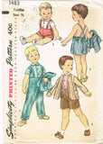 1950s Vintage Simplicity Sewing Pattern 1483 Baby Boy's 3 Piece Suit Size 6 mo