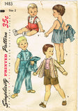 1950s Vintage Simplicity Sewing Pattern 1483 Baby Boy's Three Piece Suit Size 2