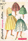 1950s Vintage Simplicity Sewing Pattern 1490 Misses Skirt & Cummerbund Size 26 W