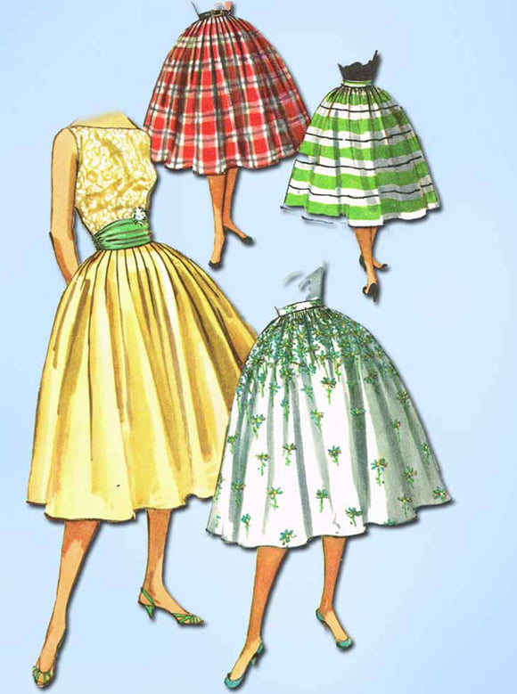 1950s Vintage Simplicity Sewing Pattern 1490 Easy Misses Skirt & Cummerbund 24W