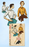 1950s Vintage Simplicity Sewing Pattern 1492 Uncut Ladies Blouse Size 14 32 Bust