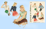 1940s Vintage Simplicity Sewing Pattern 1496 Misses WWII Blouse Size 34 Bust