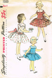 1950s Vintage Simplicity Sewing Pattern 1500 Toddler Girls Party Dress Size 5