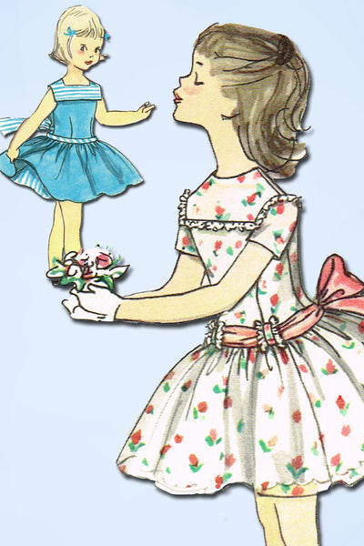 1950s Vintage Simplicity Sewing Pattern 1500 Toddler Girls Party Dress Size 5