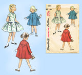 1950s Original Vintage Simplicity Pattern 1503 Toddler Girls Dress and Coat Sz 3