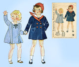 Simplicity 1518: 1930s Toddler Girls Sailor Dress & Coat Sz 2 VTG Sewing Pattern