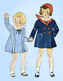 Simplicity 1518: 1930s Toddler Girls Sailor Dress & Coat Sz 2 VTG Sewing Pattern