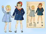 Simplicity 1518: 1930s Toddler Girls Sailor Dress & Coat Sz 2 VTG Sewing Pattern