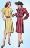 1940s Vintage Simplicity Sewing Pattern 1526 WWII Misses Shirtwaist Dress Sz 12